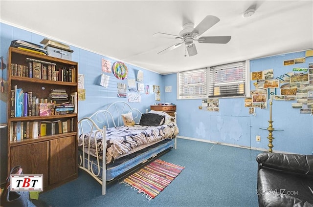 2052 E 28th St, Brooklyn, NY 11229 - carpeted bedroom featuring baseboards and a ceiling fan