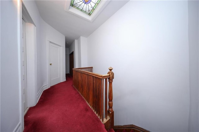 436 76th St, Brooklyn, NY 11209 - corridor with an upstairs landing, a skylight, and carpet