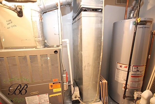 1348 E 69th St, Brooklyn, NY 11234 - utilities with visible vents, heating unit, and gas water heater