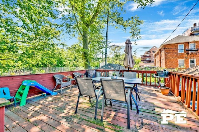 2758 E 26th St, Brooklyn, NY 11235 - wooden deck with outdoor dining space