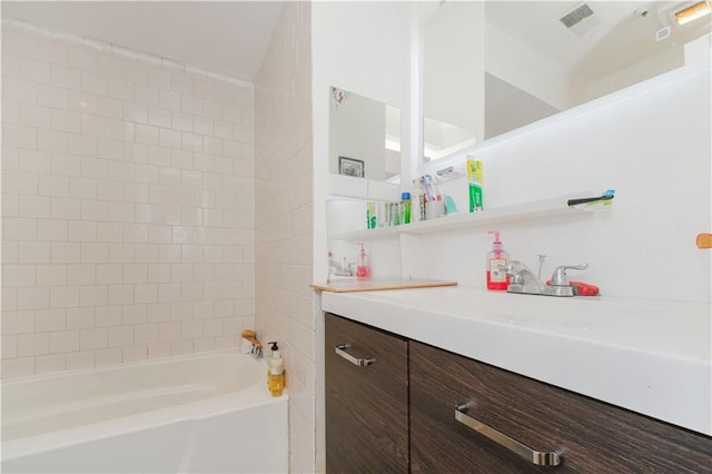 full bathroom with vanity and shower / bathtub combination