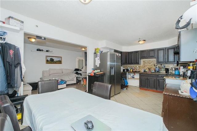 dining room with light tile patterned floors