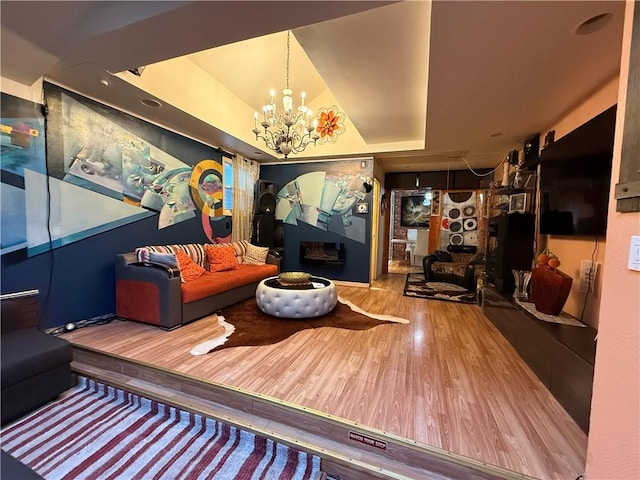 1120 Banner Ave, Brooklyn, NY 11235 - living room featuring a chandelier and wood finished floors