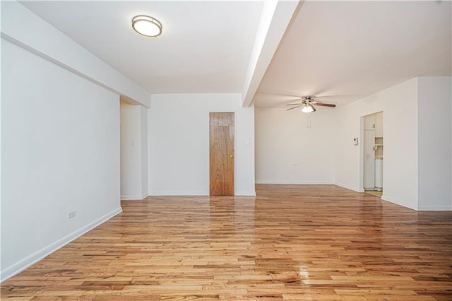 3101 Ocean Pkwy Unit 3H, Brooklyn, NY 11235 - unfurnished room featuring ceiling fan, light wood-style floors, and baseboards