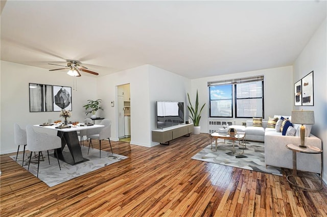 3101 Ocean Pkwy Unit 3H, Brooklyn, NY 11235 - living room with hardwood / wood-style floors, a ceiling fan, and baseboards