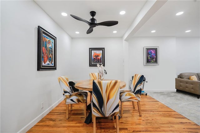 2546 E 13th St Unit A11, Brooklyn, NY 11235 - dining area featuring baseboards, a ceiling fan, light wood-type flooring, and recessed lighting