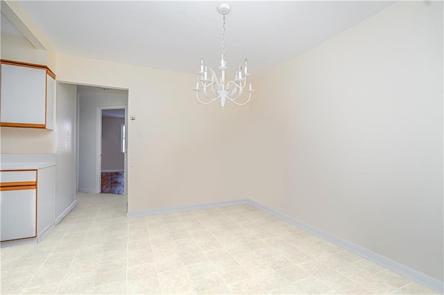 167 Bay 32nd St, Brooklyn, NY 11214 - unfurnished dining area featuring a chandelier and baseboards