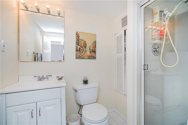 167 Bay 32nd St, Brooklyn, NY 11214 - bathroom featuring vanity, a shower stall, tile patterned flooring, and a closet