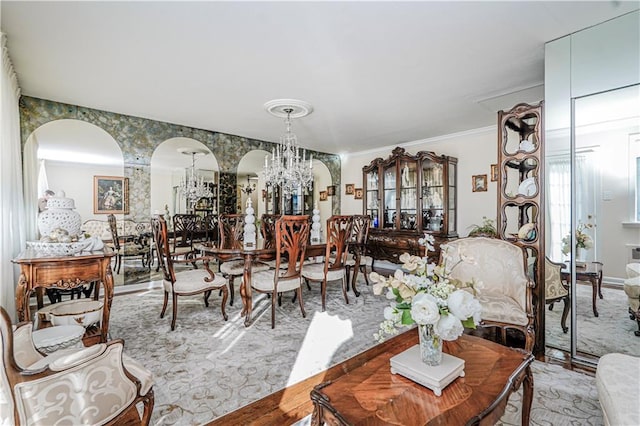167 Bay 32nd St, Brooklyn, NY 11214 - living area featuring arched walkways, a chandelier, and light wood-type flooring