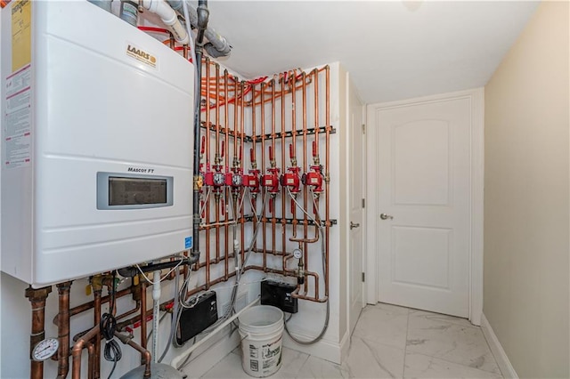 utility room with water heater