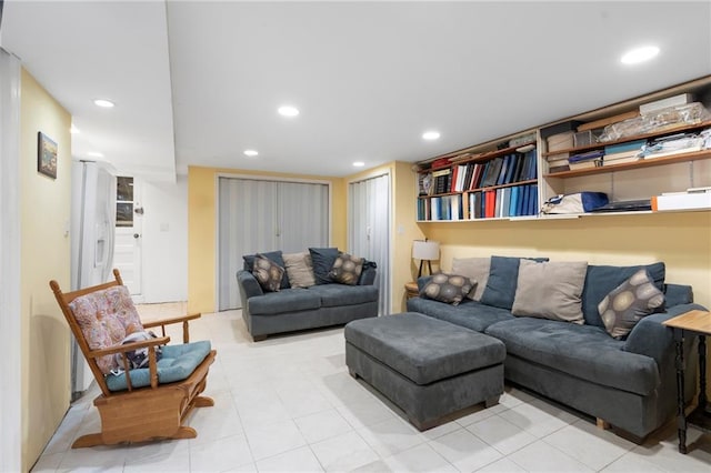 2472 Stuart St, Brooklyn, NY 11229 - living room featuring recessed lighting and light tile patterned flooring