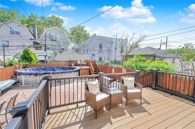 deck featuring a fenced backyard