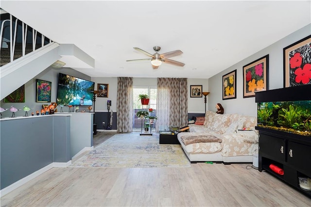 131 Stonegate Dr Unit 1, Staten Island, NY 10304 - living area with wood finished floors and a ceiling fan