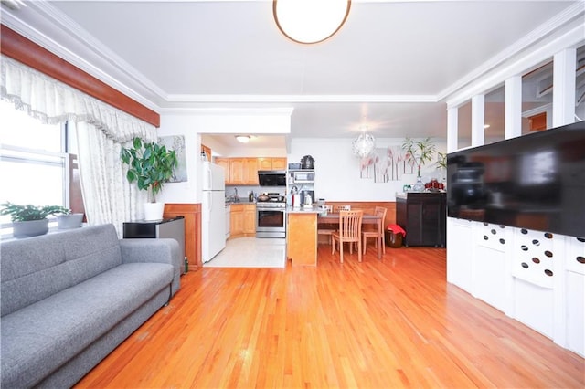 1820 73rd St Unit 3A, Brooklyn, NY 11204 - living area with light wood finished floors and crown molding