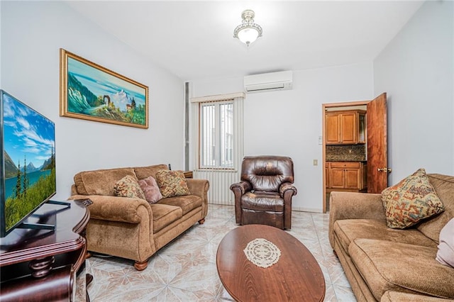 1519 71st St, Brooklyn, NY 11228 - living room featuring a wall mounted AC and light tile patterned floors