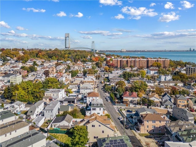 91 Robin Rd, Staten Island, NY 10305 - aerial perspective of suburban area featuring a large body of water and a notable bridge