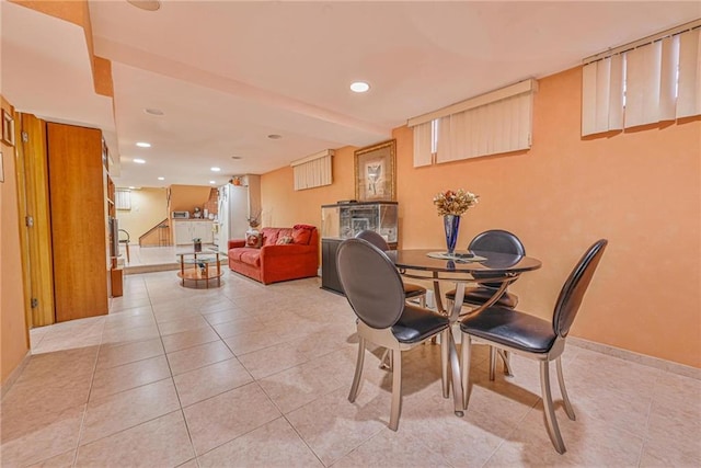 1401 74th St, Brooklyn, NY 11228 - dining space featuring light tile patterned floors and recessed lighting