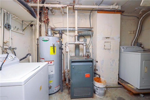 2327 E 16th St, Brooklyn, NY 11229 - laundry room featuring washer / clothes dryer, gas water heater, and a heating unit