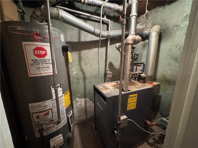 utilities featuring water heater and a heating unit