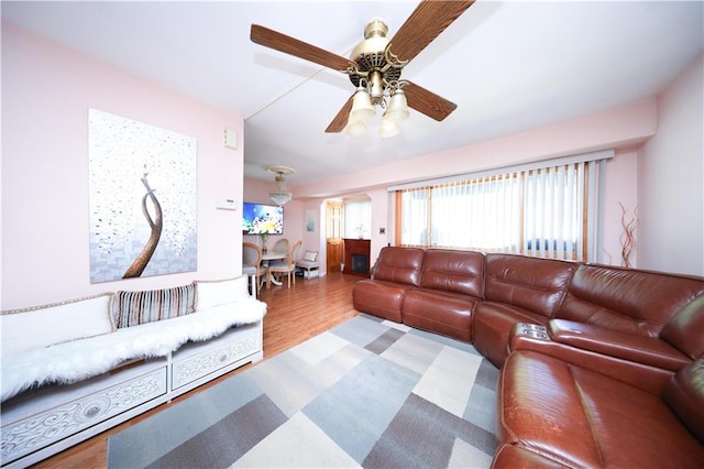 97 Debbie St Unit 97, Staten Island, NY 10314 - living room with a ceiling fan and wood finished floors