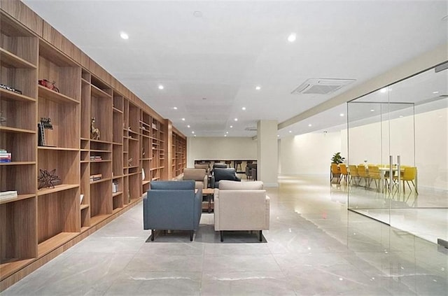 community lobby with recessed lighting