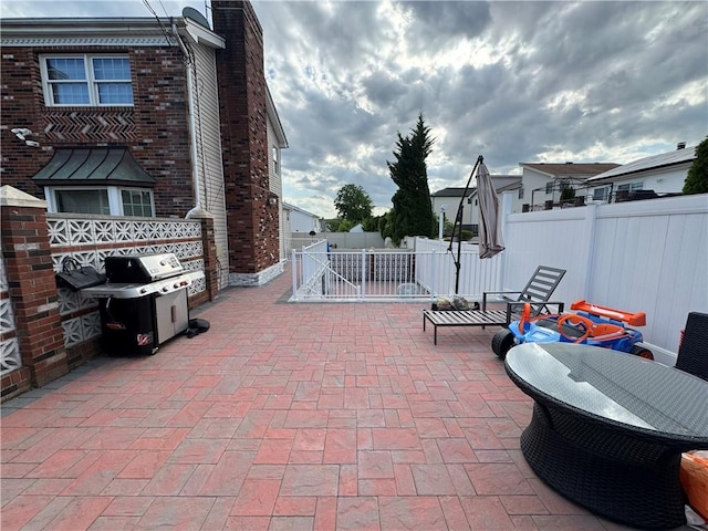 view of patio / terrace featuring area for grilling and a fenced backyard