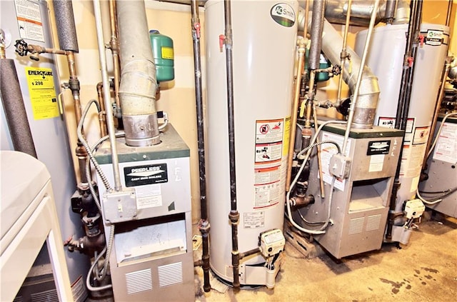 utility room with water heater