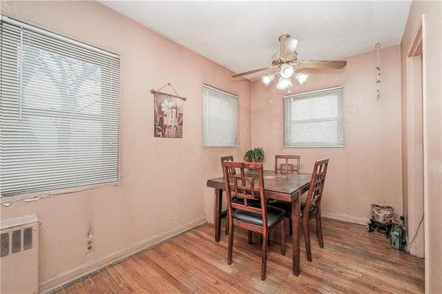 1333 Shore Pkwy Unit A, Brooklyn, NY 11214 - dining space with radiator, light wood-type flooring, ceiling fan, and plenty of natural light