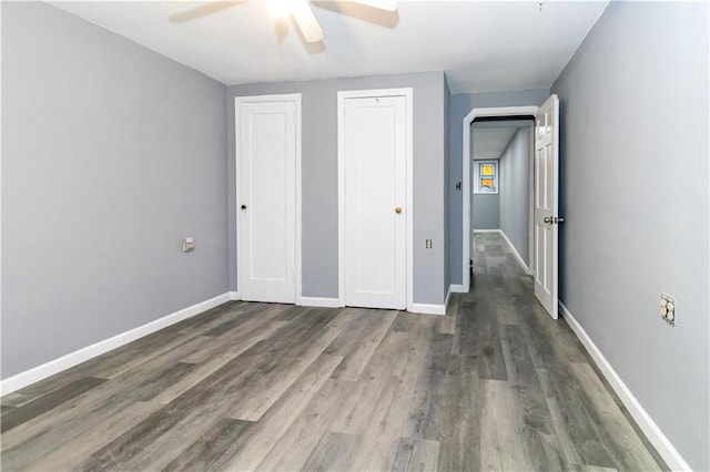 156 E 88th St, Brooklyn, NY 11236 - unfurnished bedroom featuring wood finished floors and a ceiling fan