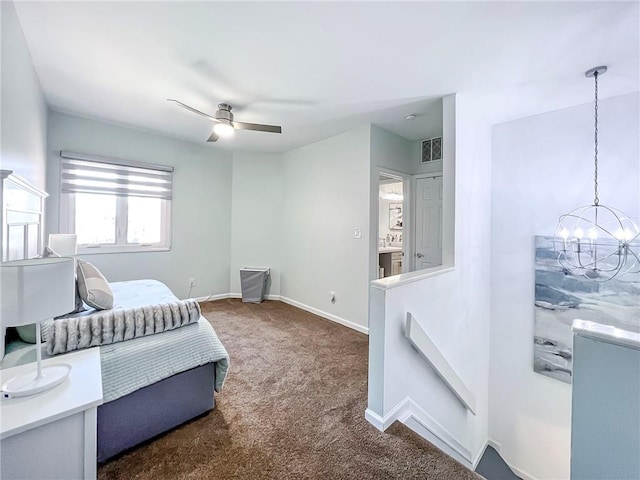 139 Tennyson Dr, Staten Island, NY 10308 - bedroom featuring carpet flooring, a chandelier, baseboards, and a ceiling fan