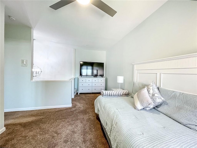139 Tennyson Dr, Staten Island, NY 10308 - carpeted bedroom with lofted ceiling, baseboards, and ceiling fan
