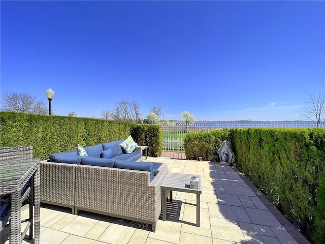 139 Tennyson Dr, Staten Island, NY 10308 - fenced backyard featuring an outdoor living space and a patio area
