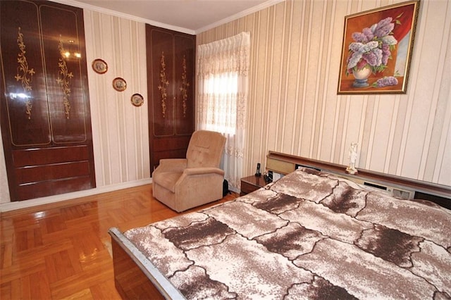 119 Langham St, Brooklyn, NY 11235 - bedroom featuring ornamental molding and wooden walls