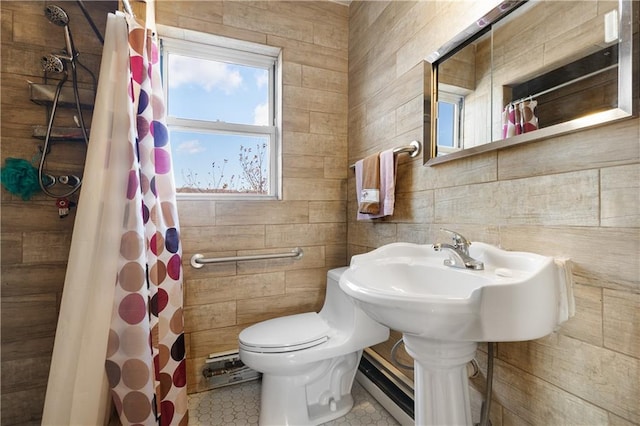 432 Neckar Ave, Staten Island, NY 10304 - bathroom with toilet, a shower with curtain, and tile patterned floors