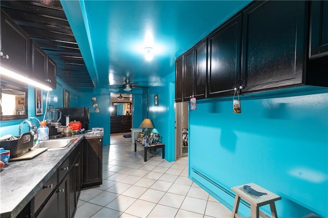 432 Neckar Ave, Staten Island, NY 10304 - kitchen with a ceiling fan, a sink, and light tile patterned floors