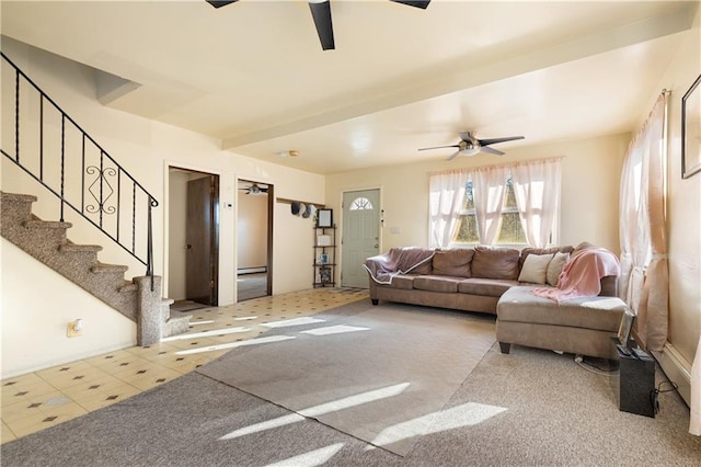 432 Neckar Ave, Staten Island, NY 10304 - living area with ceiling fan and stairs