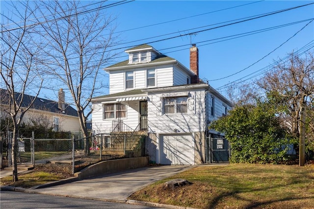 432 Neckar Ave, Staten Island, NY 10304 - traditional style home featuring a gate, a chimney, an attached garage, and asphalt driveway