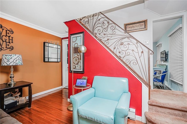 1929 E 36th St, Brooklyn, NY 11234 - stairway with hardwood / wood-style flooring, baseboards, and crown molding