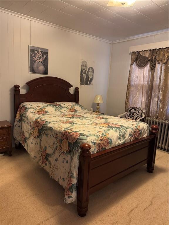 4515 Foster Ave, Brooklyn, NY 11203 - bedroom featuring light colored carpet, ornamental molding, and radiator
