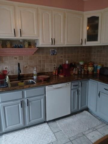 1358 E 35th St, Brooklyn, NY 11210 - kitchen featuring dishwasher, a sink, dark countertops, and backsplash