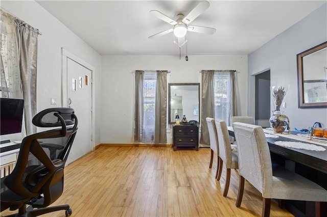701 127th St, Queens, NY 11356 - home office featuring a ceiling fan and light wood-style flooring