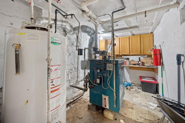 1436 78th St, Brooklyn, NY 11228 - utility room featuring water heater and a heating unit