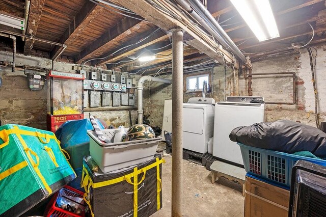 1436 78th St, Brooklyn, NY 11228 - basement with washing machine and clothes dryer and gas meter
