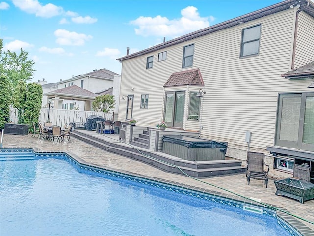 34 Burton Ave, Staten Island, NY 10309 - view of pool with a hot tub, a patio, and an outdoor fire pit