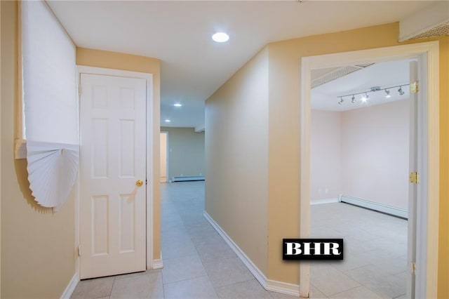 4060 Ocean Ave, Brooklyn, NY 11235 - corridor featuring baseboard heating, recessed lighting, and light tile patterned floors