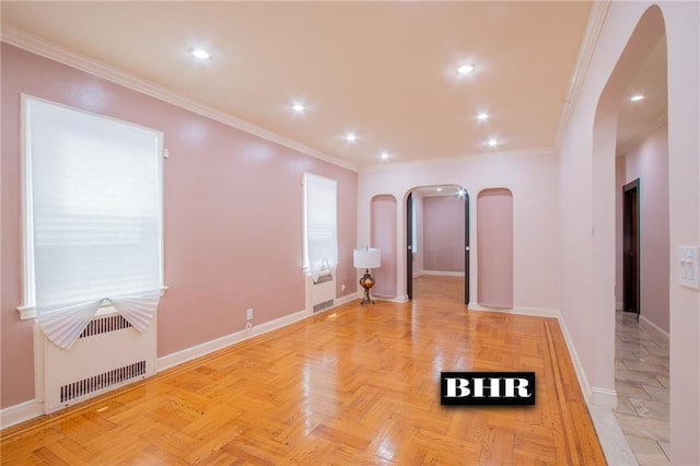 4060 Ocean Ave, Brooklyn, NY 11235 - unfurnished room with arched walkways, crown molding, and recessed lighting