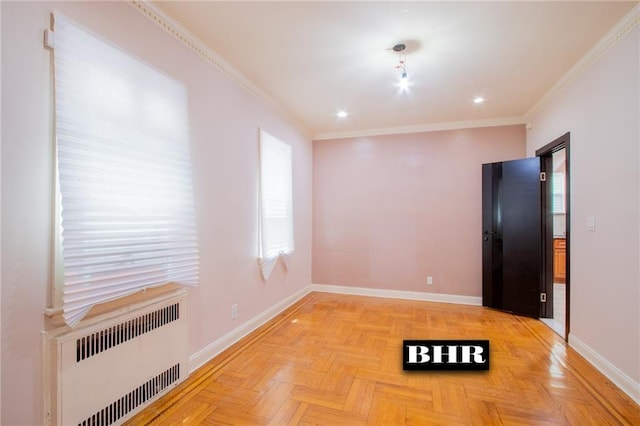 4060 Ocean Ave, Brooklyn, NY 11235 - empty room featuring radiator heating unit, healthy amount of natural light, ornamental molding, and recessed lighting