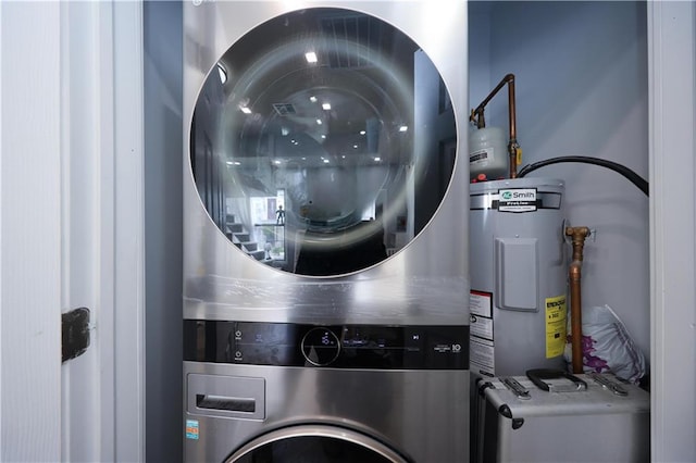 4 Lake Ave, Brooklyn, NY 11235 - washroom with stacked washing machine and dryer and water heater