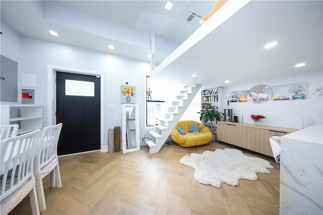 4 Lake Ave, Brooklyn, NY 11235 - entrance foyer with stairs, recessed lighting, and electric panel