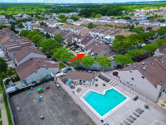 177 Russek Dr Unit 1, Staten Island, NY 10312 - aerial overview of property's location with a pool and nearby suburban area